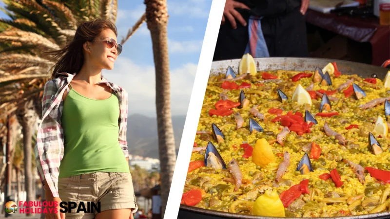 Tourism and paella on Canary Island of Tenerife